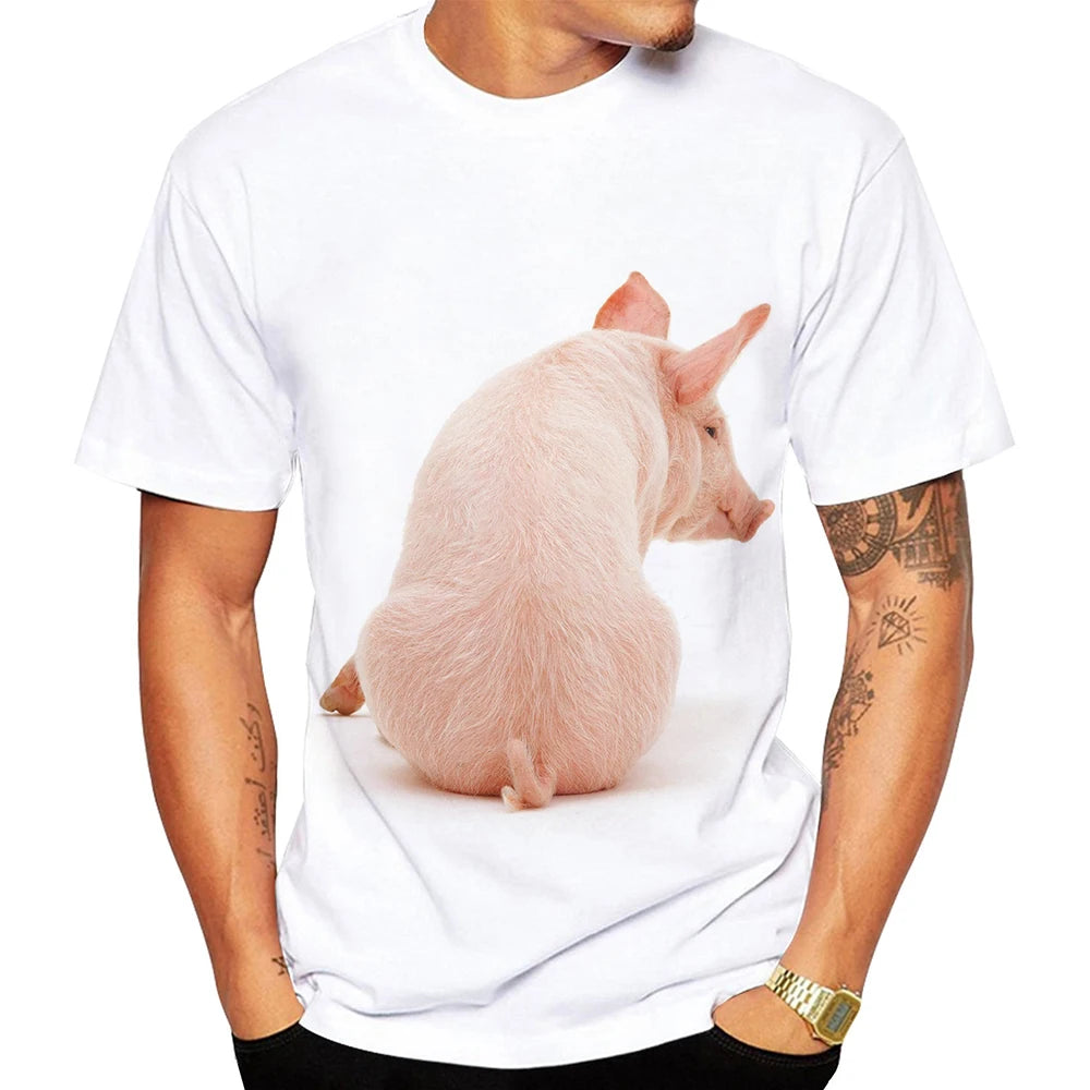 Popular 3D art design of cute pigs in summer, youthful fashion personality, cute popular T-shirt