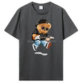 Teddy Bear Playing Badminton T-shirt Cotton Clothing Tops Graphics Kawaii Men Women Short Sleeve Print TShirt Tees