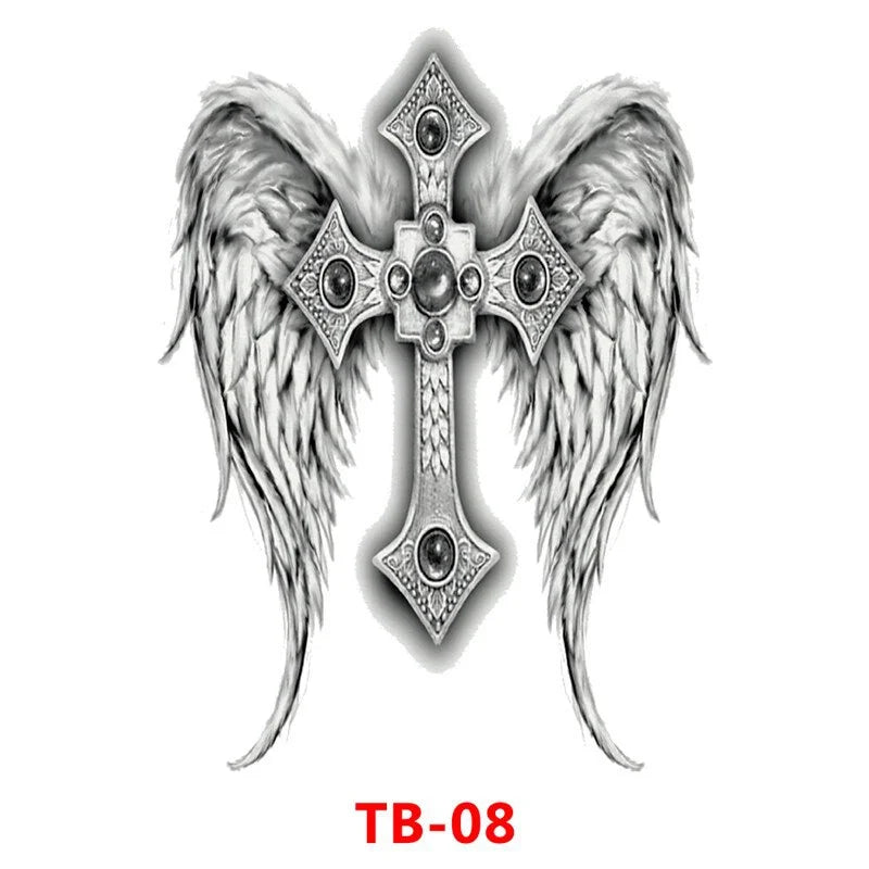 Waterproof Large Full Back Chest Tattoo Big Tattoo Stickers Fish Wolf Tiger Dragon Fairy Temporary Flash Tattoos Cool Men Women