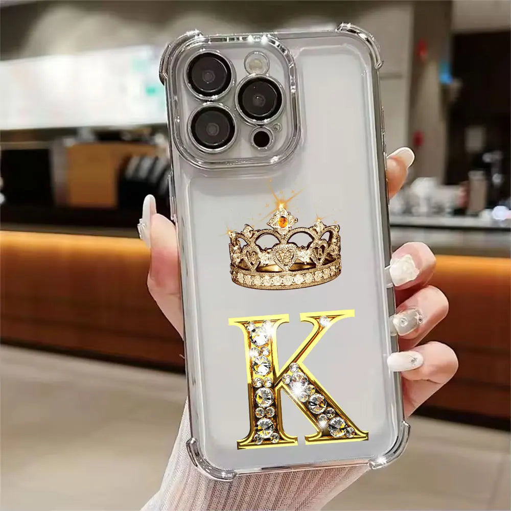 K W N F J O Initial Letter Phone Case for iPhone 11 13 15 16 17 Pro Max 14 Plus 17Air 16E 13 Pro 12 Mini 17Pro Soft Clear Cover