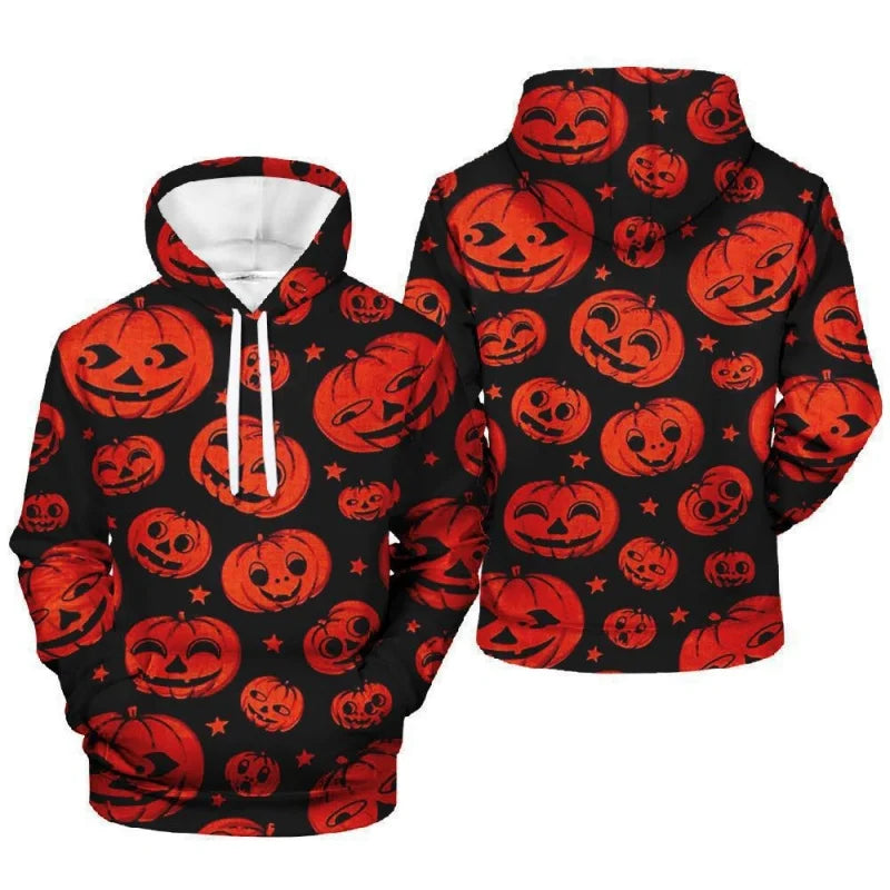 3D Print Halloween Pumpkin Hoodie For Men Spider Ghost Pattern Long Sleeve Top Casual Sweatshirt Harajuku Pullover Loose Hoodies