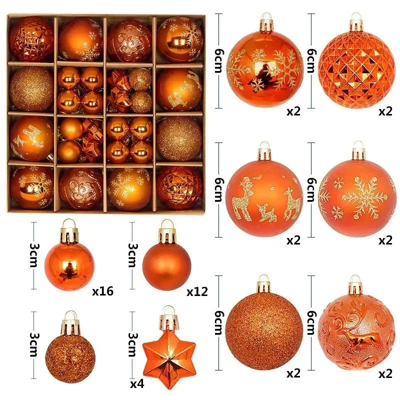 44Pcs 3/6CM Christmas Merry Balls Decoration Xmas Tree Hanging Ornament Party Home Room Decor Holiday Navidad New Year 2026 Gift