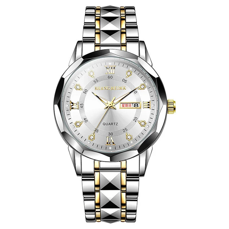 New Fashion Watch Men's Watch Night Light Dual Calendar Steel Strip Quartz Watch Men's Watch