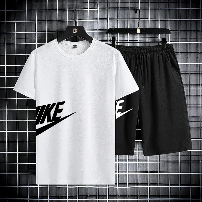 2026 New Fashion Casual Trend Men's Sportswear Set - Short-sleeved T-shirt and Summer Outdoor Sports Shorts Set, Running Set, Tw