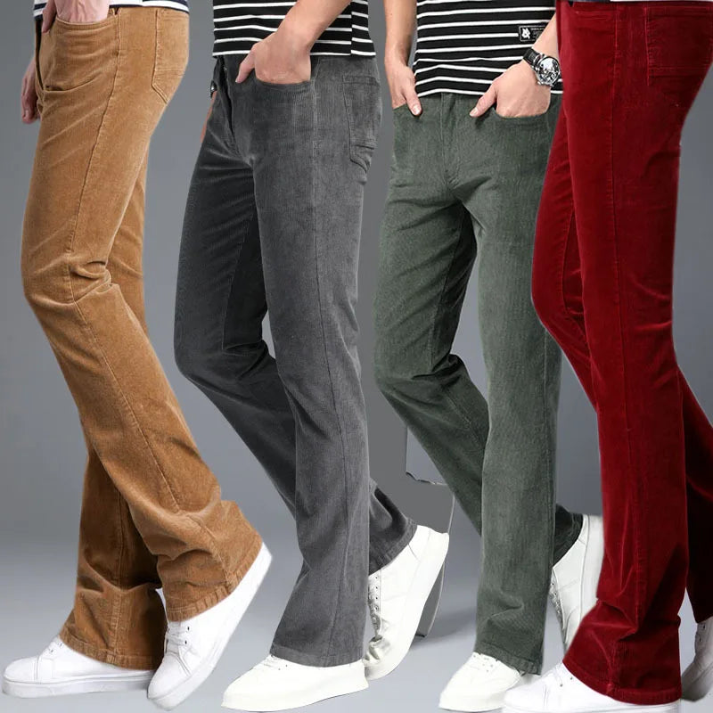 Corduroy Flare Pants  Men  Bell Bottom Boot Cut Trouser Men Classic Autumn Flared Pant Men Pantalon Homme Black White Khaki