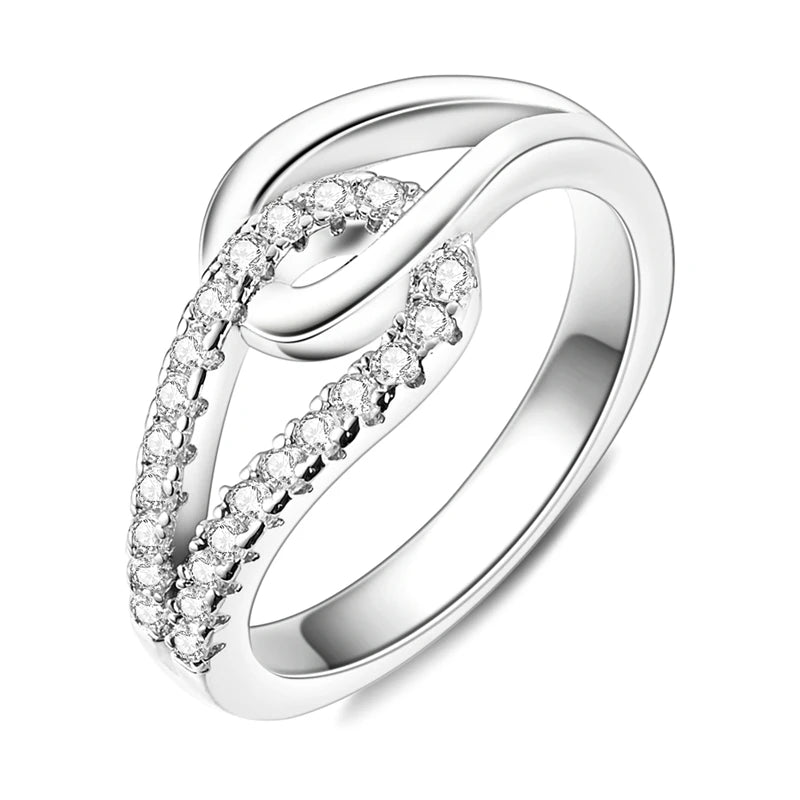 Original 925 Silver Sparkling Zircon Ring Stackable Classic Shine Stone Round Rings For Women Wedding Anniversary Jewelry Gift