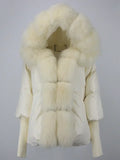 2024 Winter Puffer Jacket Women Real Fox Fur Collar Hooded Natural Thick Warm Loose Oversize Duck Down Coat Streetwear Outerwear
