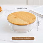 Glass Fresh-Keeping Box Heat-Resistant Bamboo Lid Microwave Oven Lunch Box Leakproof High Borosilicate Office Worker Bento Box