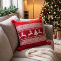 Christmas Red Jacquard Throw Pillow Cover Cartoon Elk Snowflake Christmas Pillowcase Plush Sofa Decor Cushion Covers 45x45cm