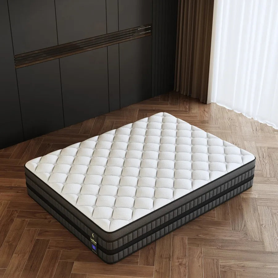 Full-Size Hybrid Mattress 12/14-Inch Medium Firm Gel Memory Foam with Pocketed Springs Boxed - Comfortable Mattress