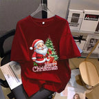 2024 New Year T-shirt Women Christmas Clothes Oversize Loose Short-sleeved Casual Woman tshirt Summer Plus Size Round Neck