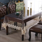 Clear Plastic Waterproof Tablecloth,Vinyl PVC Rectangle Table Cloth Oilproof Lace Table Cover for Dining Table Outdoor Decor