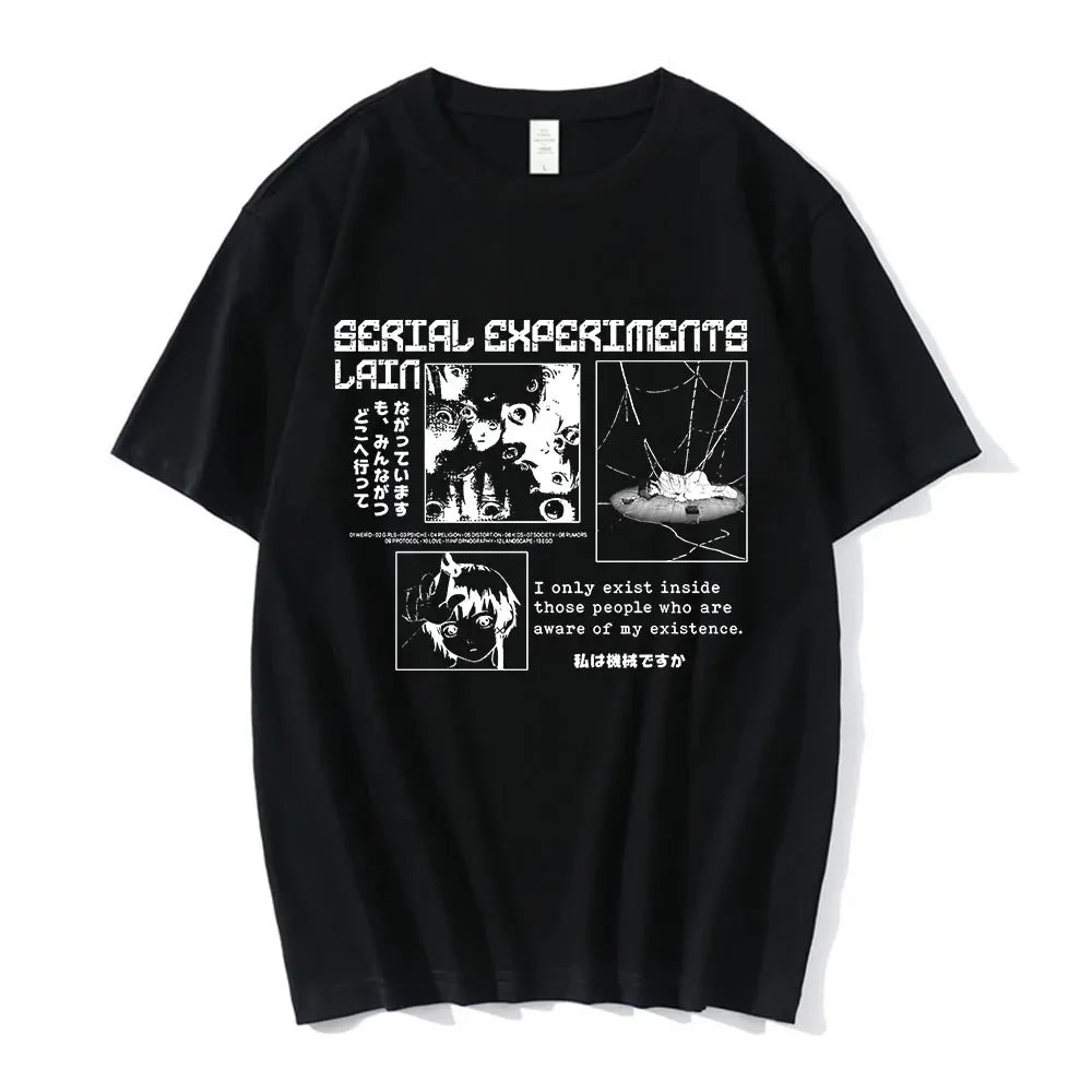 Anime Serial Experiments Lain T-Shirt Men Women Graphic T Shirts Unisex Iwakura Manga Girl Sci Fi Short Sleeve Tee Tops 62463