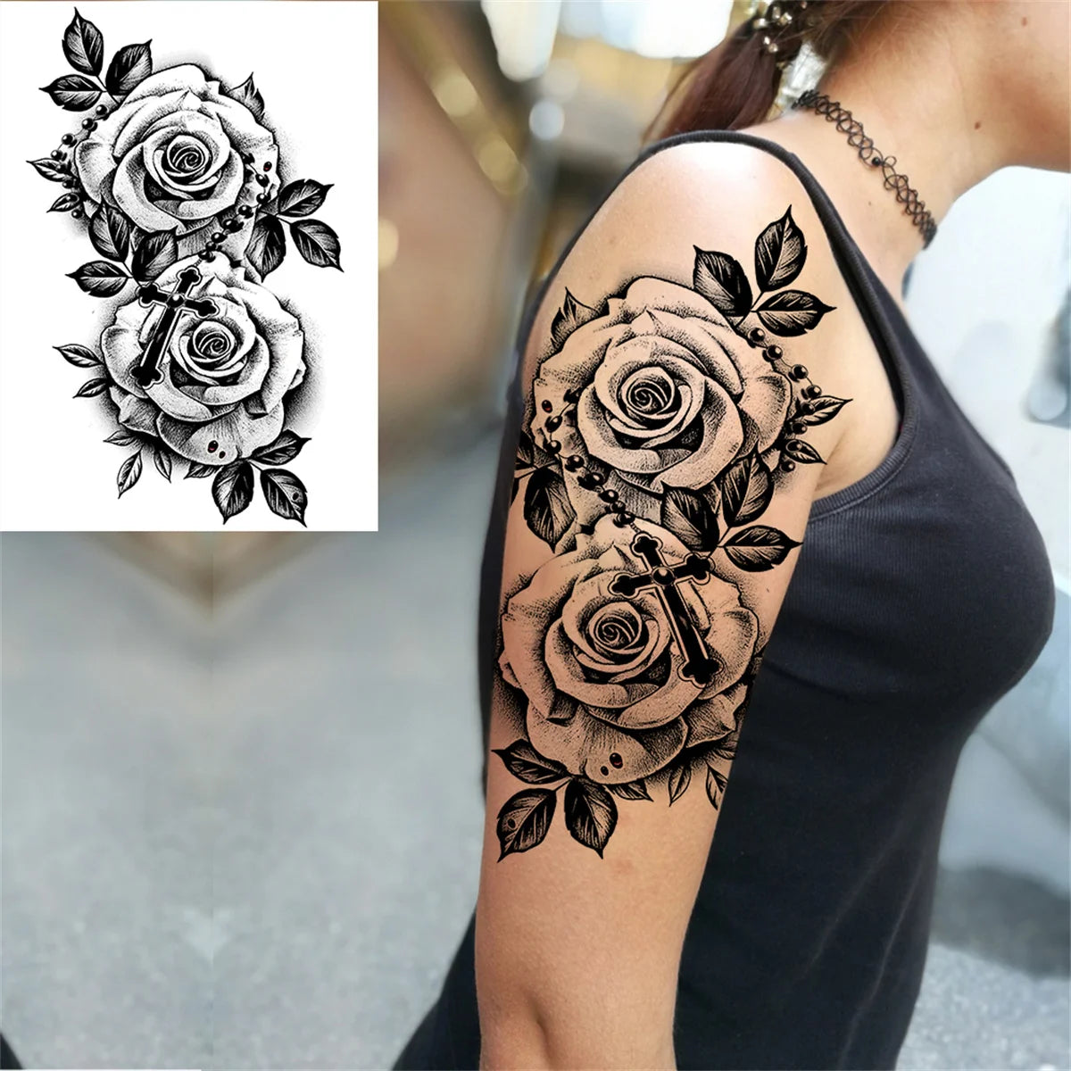 Realistic Sexy Peony Tattoos Temporary Women Adult Flower Arm Tattoos Sticker Waterproof Fake Floral Bloosom Body Leg Art Tatoos