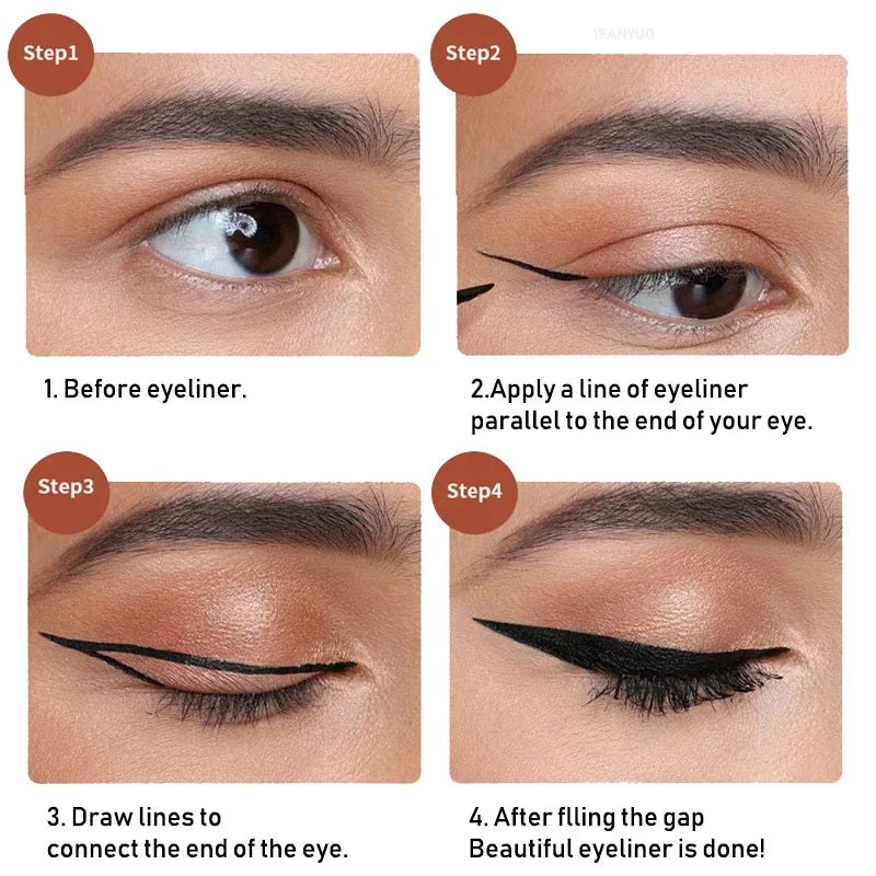 3Color Black Brown Liquid Eyeliner Pen Ultra-thin Head Fast Drying Lasting Matte Smooth Dipping Eyeliner Pencil Makeup Cosmetics