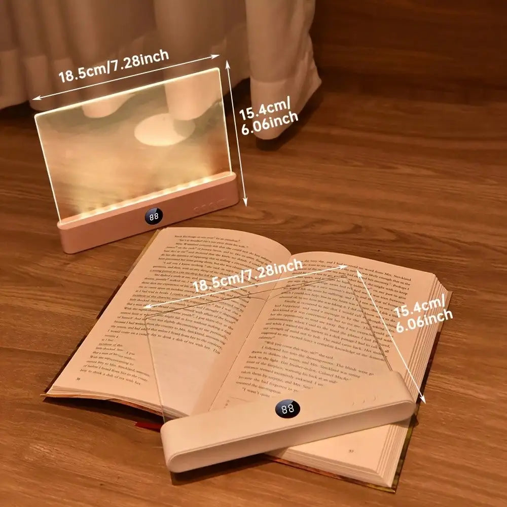 Book Light, Rechargeable Clear LED Flat Reading Light With & Timer, Dimmable Panel Plate Lamp Book Full Page Light For Reading In Bed At Night,Funny Gifts For Readers