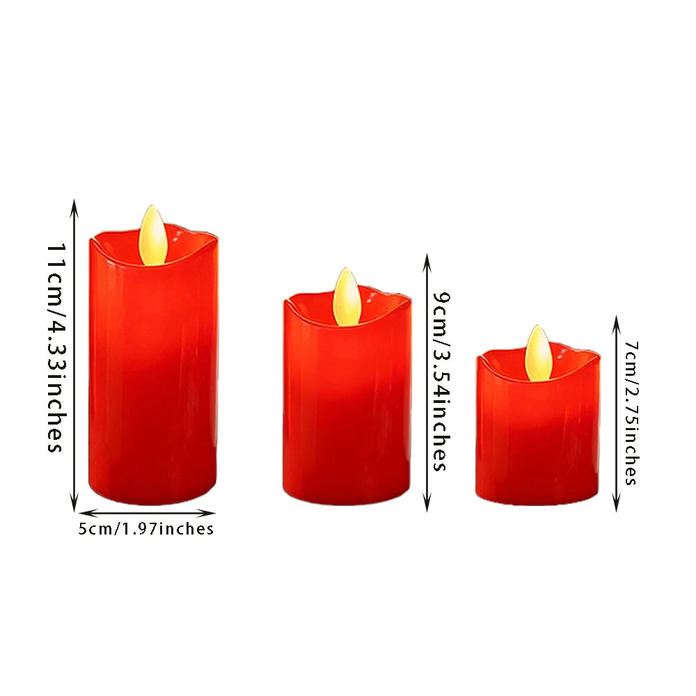 3pcs LED Flameless Candles Set, LED Plastic Flickering Candle Light for Halloween, Chriatmas, Thankagiving, Wedding, Party Decor