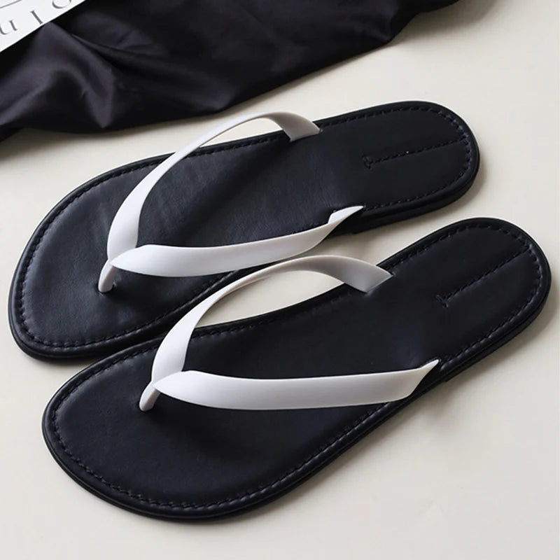 Flip Flops Women Summer Slippers Minimalist Fashion Contrasting Colors Beach Slippers Flat Shoes Girls