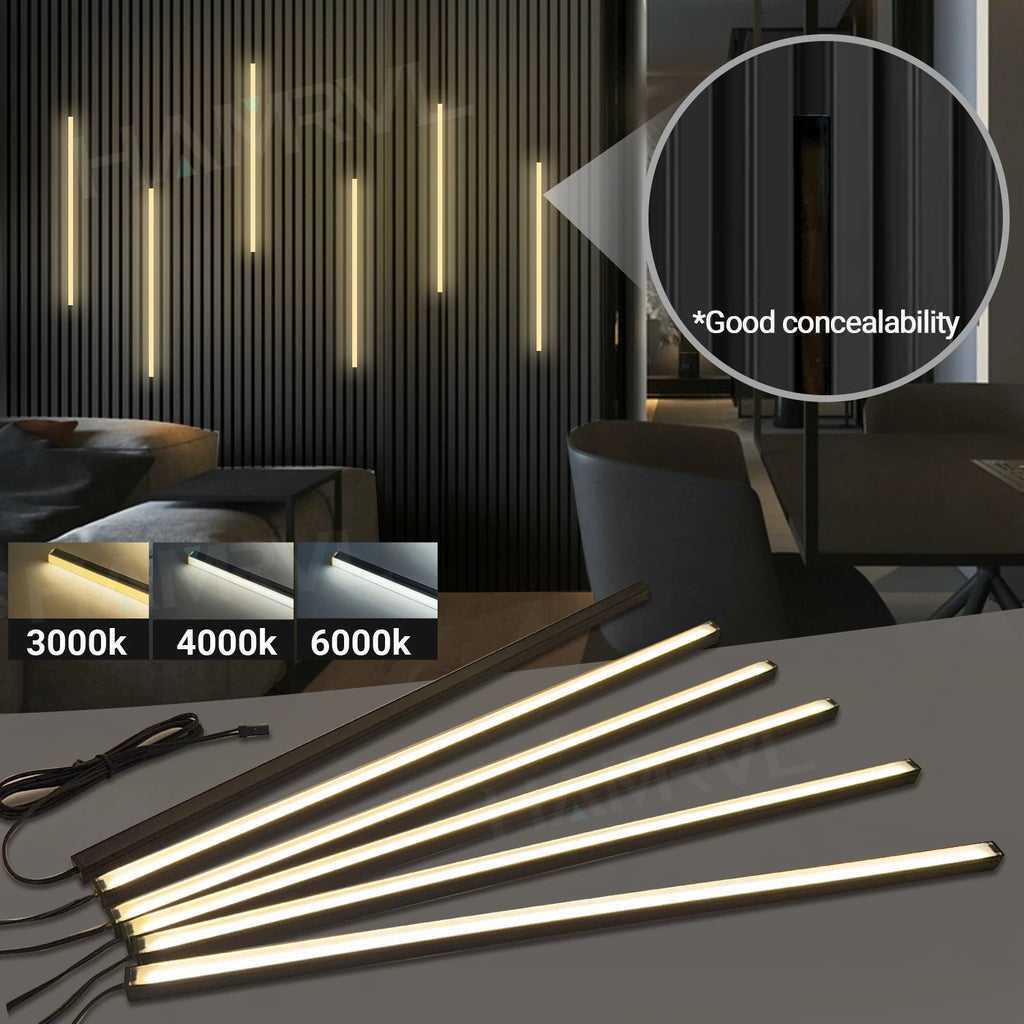 LED Recessed Lighting LED Strip Light for Wood Slat Wall Panel in Parallel with Touch Sensor, Self-Adhesive for Slat Wall Decor