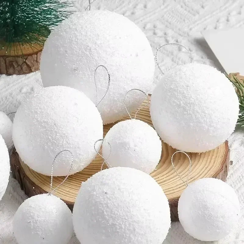 4/6/8cm White Christmas Balls Decoration Christmas Tree Hanging Accessories New Year Gift Box Navidad DIY Party Home Room Decor
