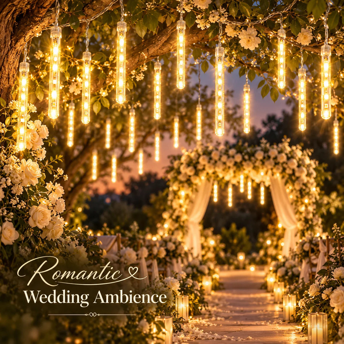 Christmas USB Meteor Shower Fairy Lights Falling Rain Icicle String Lights for Wedding Window Bedroom Cozy Home Holiday Decor