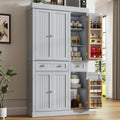 71in Kitchen Pantry Cabinet Doors & Adjustable Shelves, Freestanding Storage 2 Drawers for Dining Living Hallway, Customized