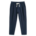 Mens Lightweight Cotton Pants Casual Solid Color Sweatpants Straight Drawstring Baggy Streetwear Breathable Ninth Pants