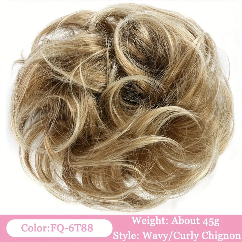 OLACA Synthetic Hair Bun Bands Blonde Black Messy Curly Chignon Donut Updo Scrunchies Fake Hair Pieces For Women Hair Extensions