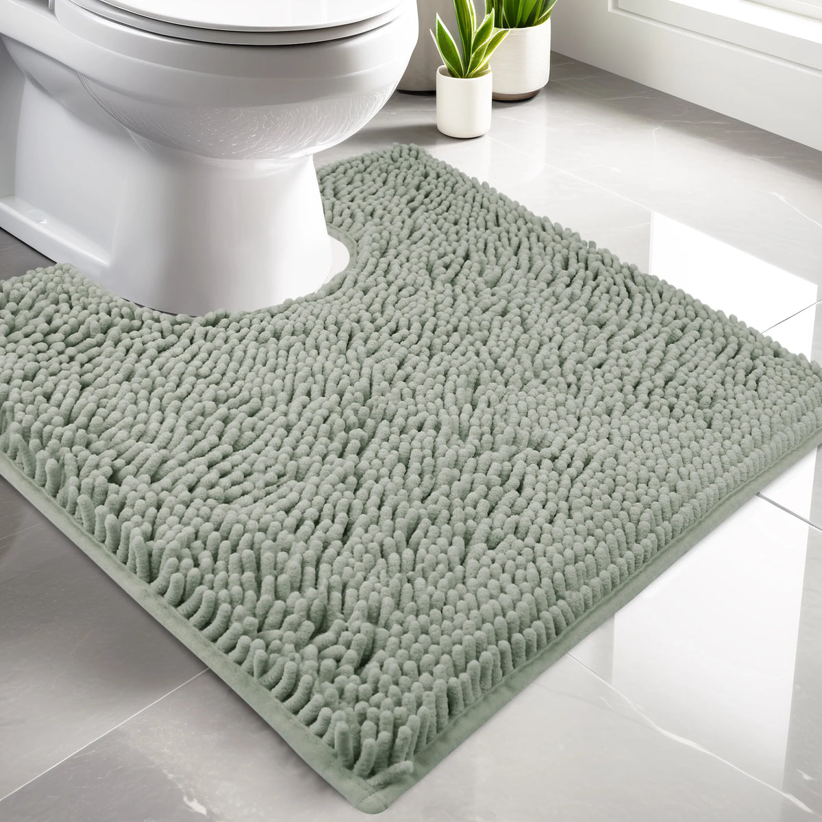 U-Shaped Toilet Mat Bathroom Mat Bathroom Carpet Bathroom Carpet Memory Foam/Chenille Bath Mat Anti-Skid Super Absorbent