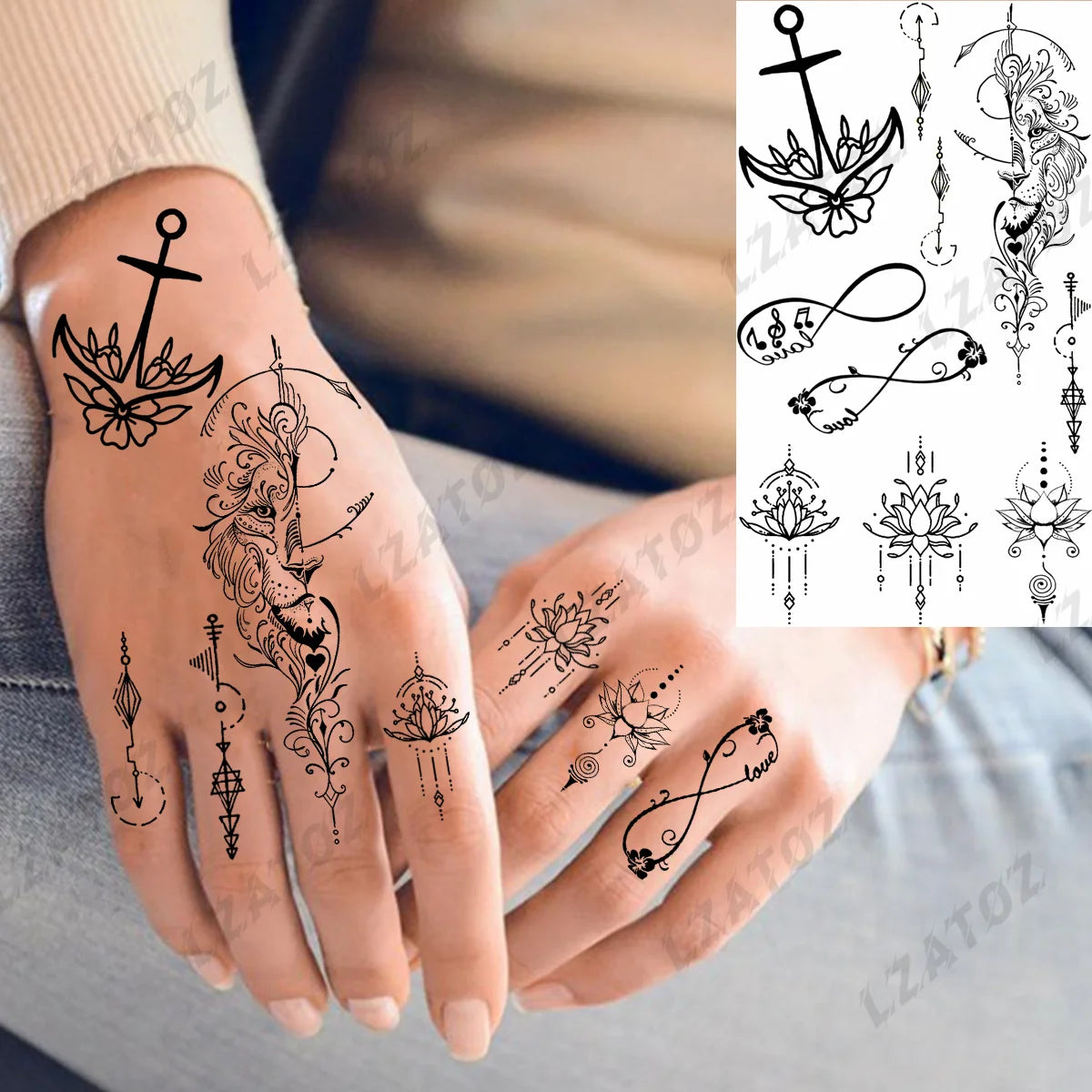 Realistic Eye Flower Temporary Tattoos For Woman Adults Rose Butterfly Tiny Fake Tattoo Sticker 3D Finger Waterproof Tatoos