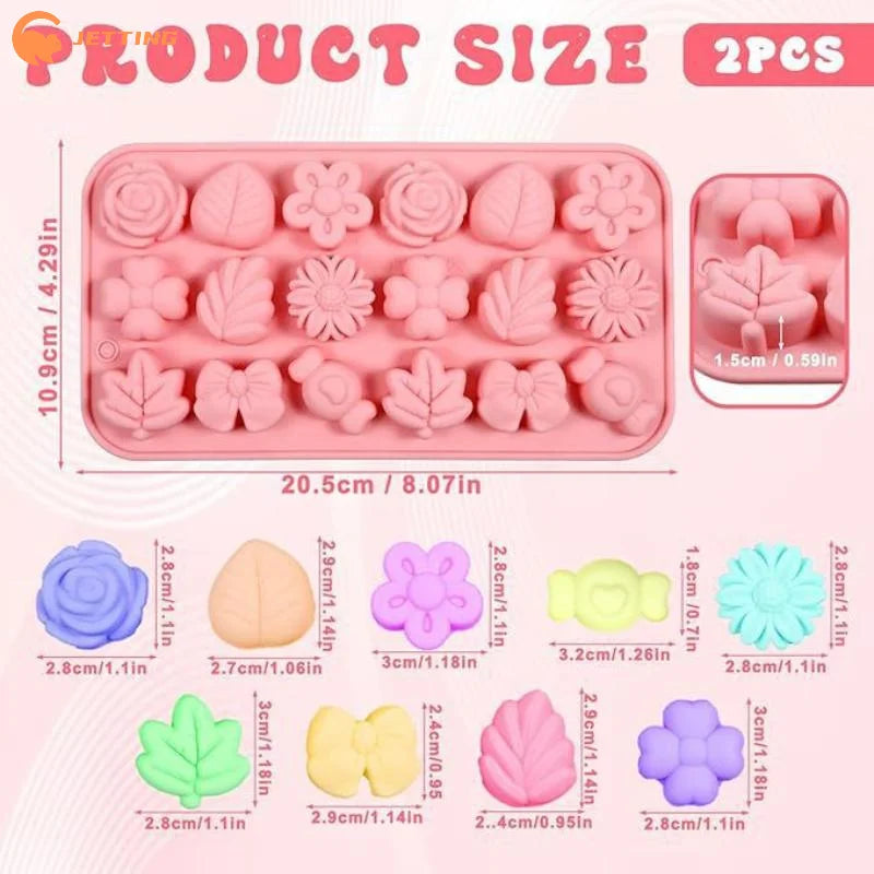 (New) 18 Cavity 3D Silicone Mold Bow Leaf Jelly Ice Pudding Soap Mold Fondant Chocolate Cake Decorations Baking Tool