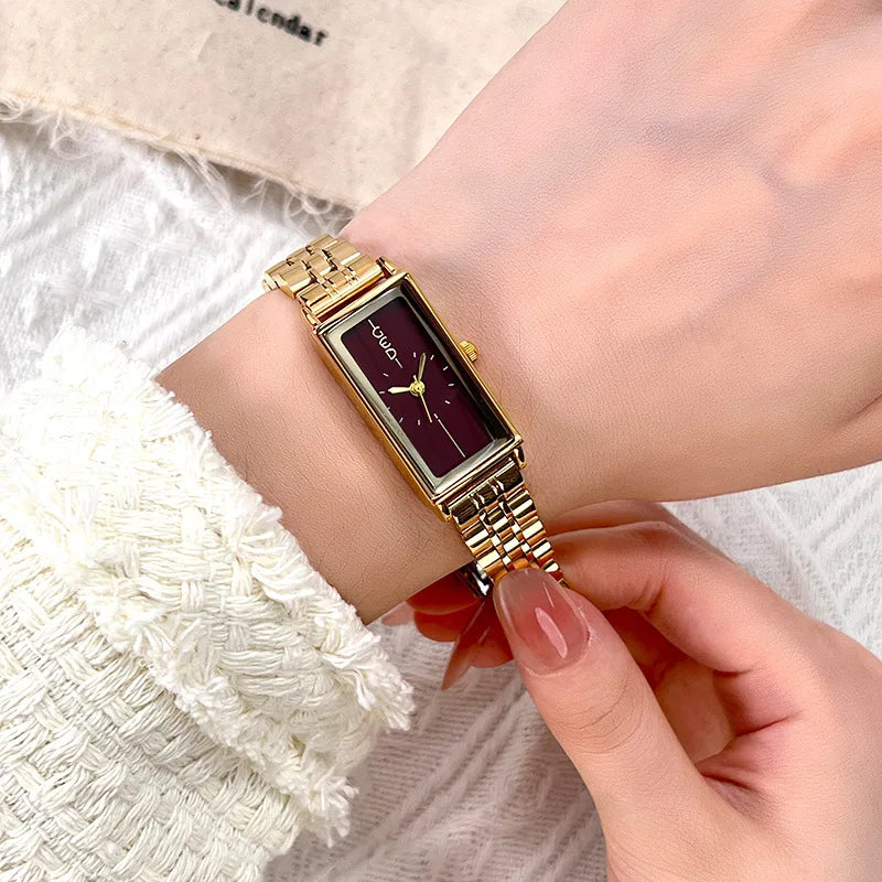 Women's Watches fashion trend rectangular stainless steel strip waterproof high-end quartz watch retro simple lady watch