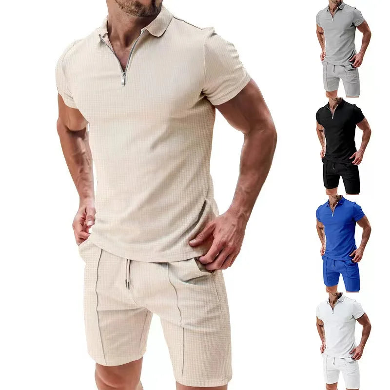 2024 new men's sportswear short sleeved T-shirt and sports shorts summer casual jogging pants set men's two-piece set