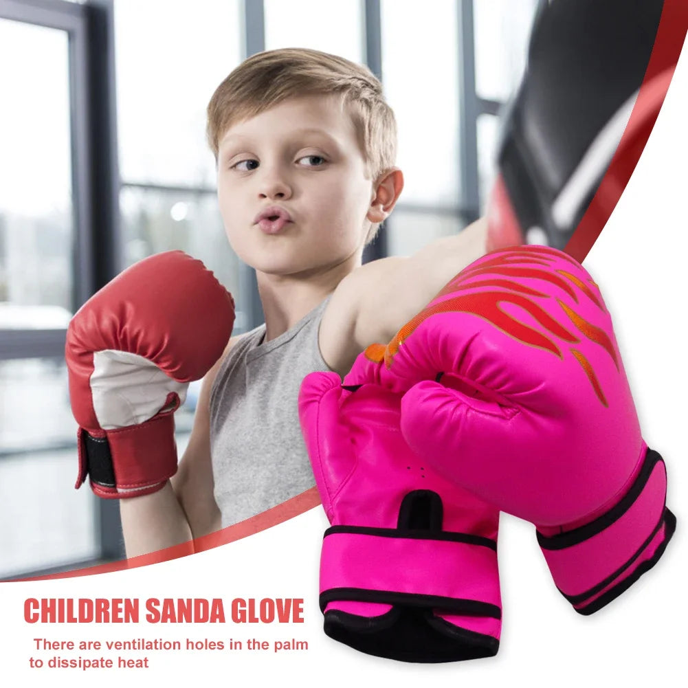 1Pair Kids Boxing Gloves PU Leather MMA Fighting Gloves Punching Bag Kickboxing Thai Gloves Professional for Kids Child Training