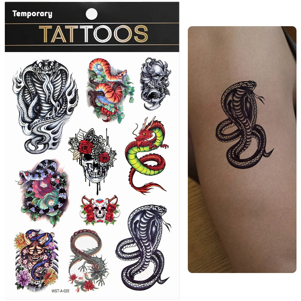 Waterproof Colourful Temporary Tattoos Sticker  Scorpion Butterfly Transfer Fake Tatoo Men Women Body Arm Fake Tattoo Stickers