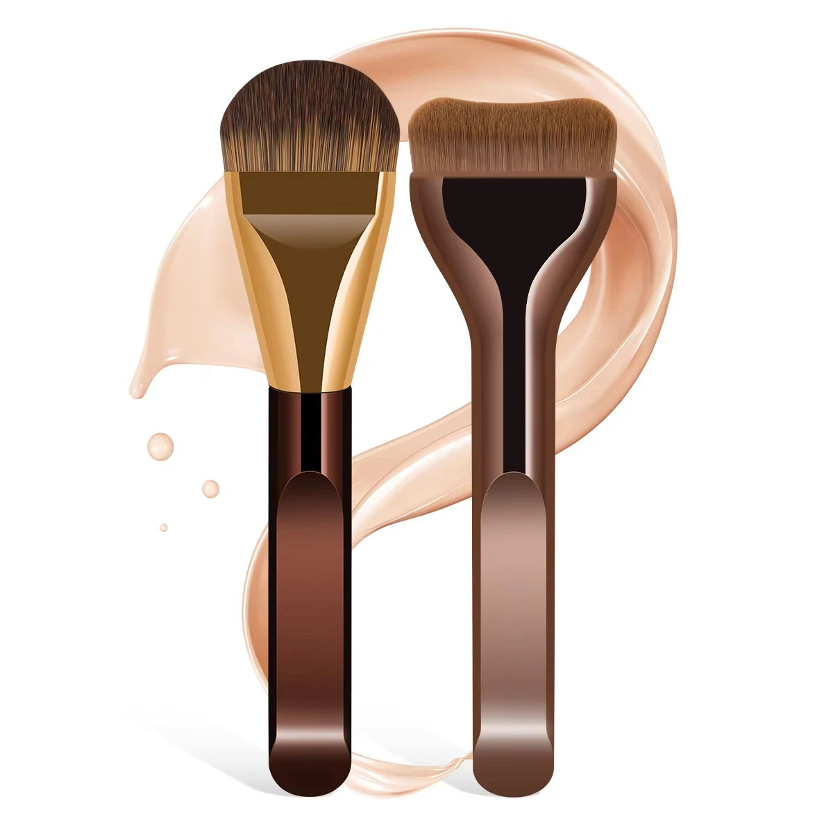 MAANGE 2pcs Foundation Makeup Brushes Set Ultra Thin Top Mask Brush For Liquid Cream Cosmetics Blending Beauty Tool Premium Gift