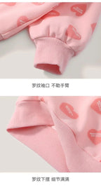 Girls' Sweet Heart-Print Sweatshirt Autumn Outfit, Cute Korean-Style New Autumn Long-Sleeve Top for Toddlers and Kids