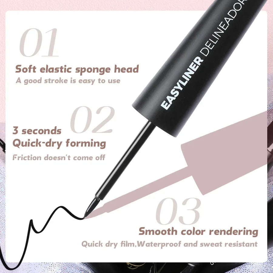 3Color Black Brown Liquid Eyeliner Pen Ultra-thin Head Fast Drying Lasting Matte Smooth Dipping Eyeliner Pencil Makeup Cosmetics