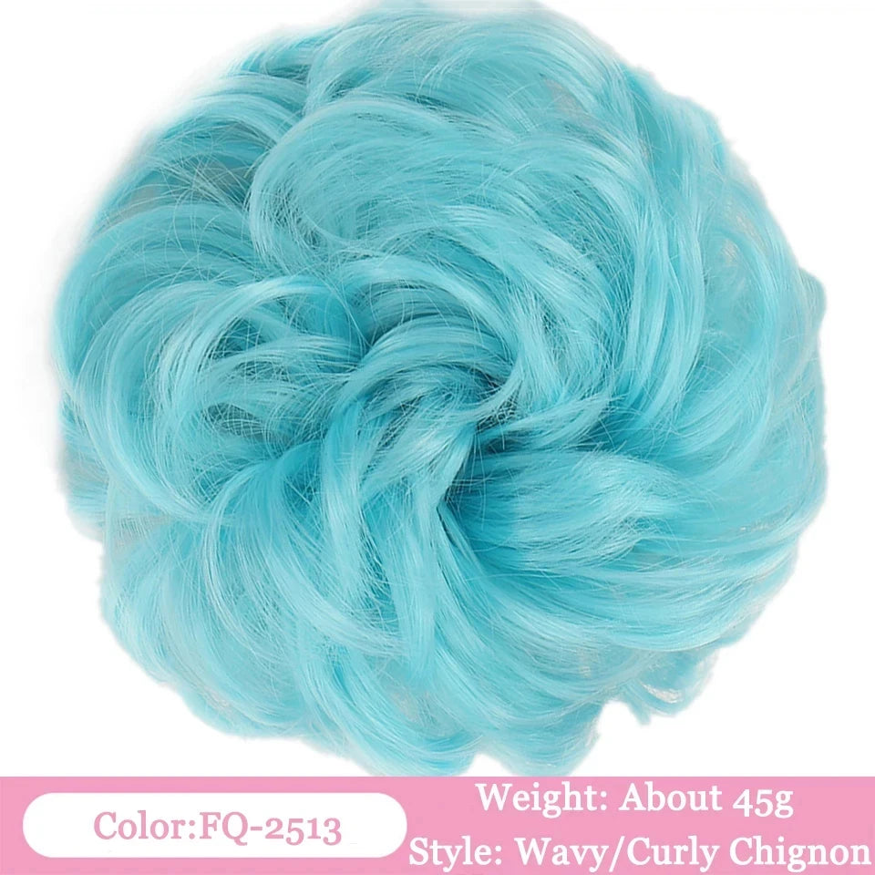 OLACA Synthetic Hair Bun Bands Blonde Black Messy Curly Chignon Donut Updo Scrunchies Fake Hair Pieces For Women Hair Extensions