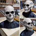 Full Head Latex Skull Mask Realistic Horror Halloween Cosplay Mask for Adults Scary Party Costume Skeleton Headgear Prop