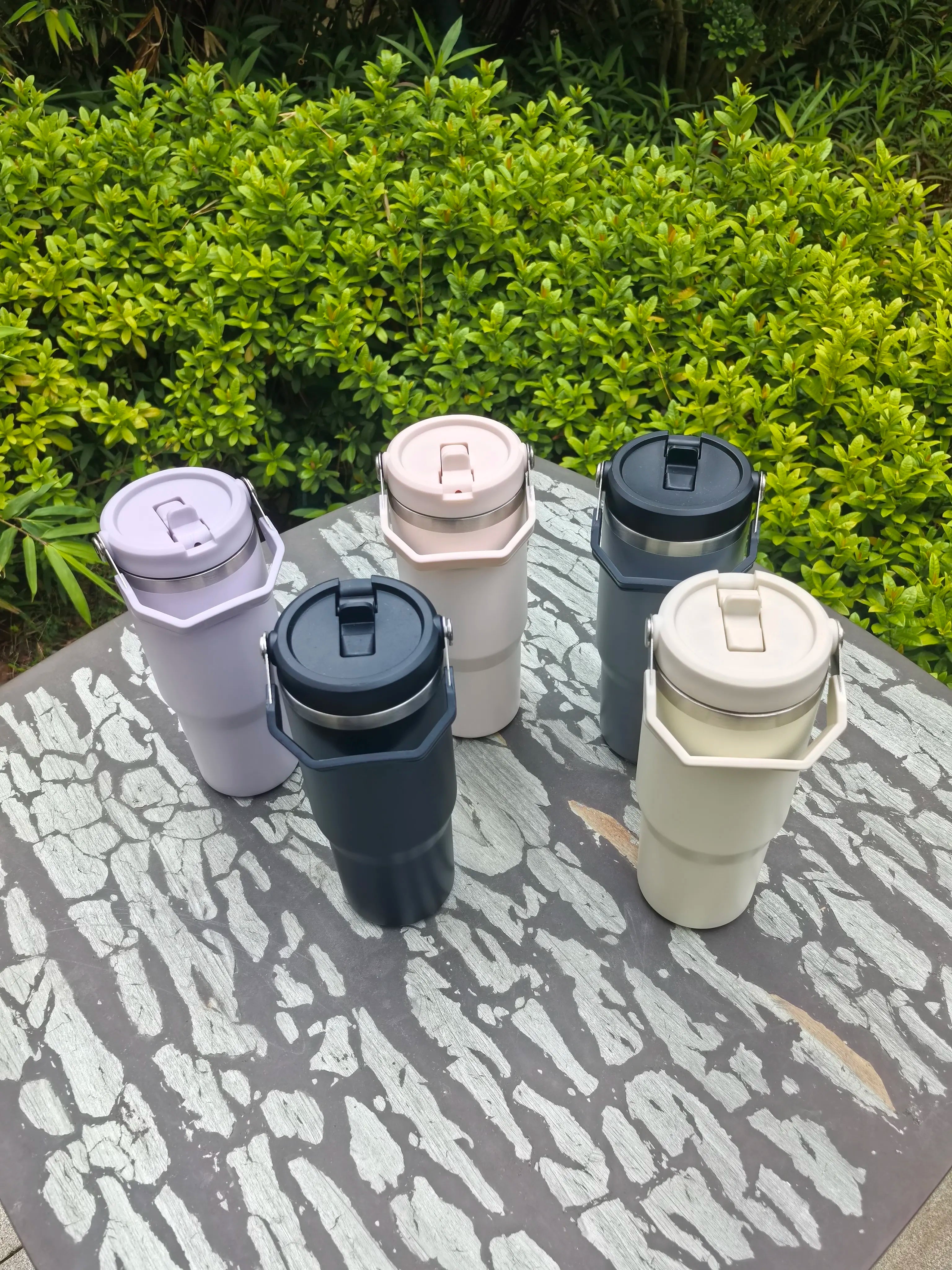 30oz Stainless Steel Vacuum Insulated Tumbler with Handle Straw for Travel Outdoor