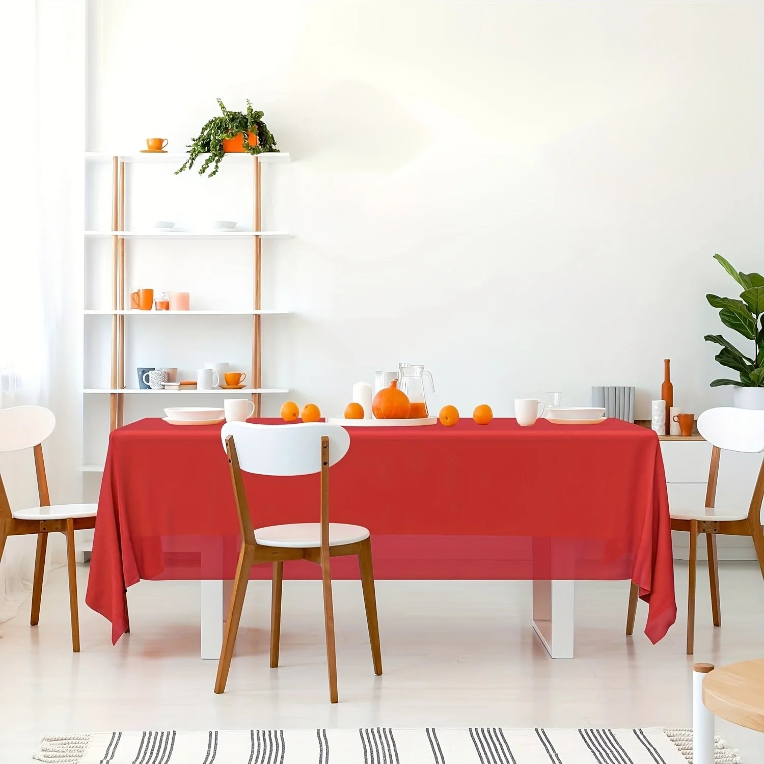 Red Plastic Tablecloth, Premium Decorative Red Disposable Tablecloth, Rectangular Party Tablecloth For Birthday, Christmas