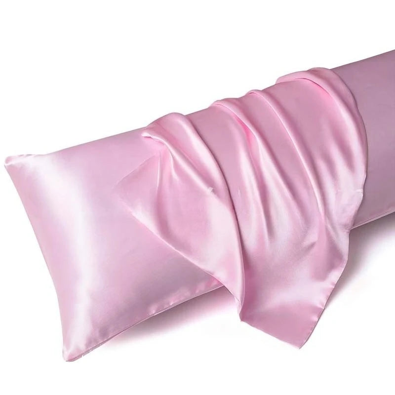 1 Pair Satin Pillowcase - Anti-Allergy Breathable Bedding Polyester Satin with Envelope Closure Machine Washable & Skin-Friendly