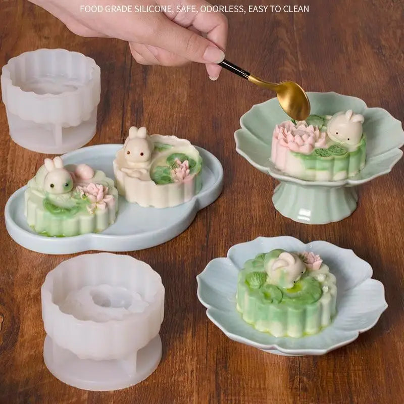 Creative Rabbit Milk Pudding Silicone Mold Custard Mold Cute Cartoon Jelly Cake Cake Mold Cake Decoration Baking Bakery Tool