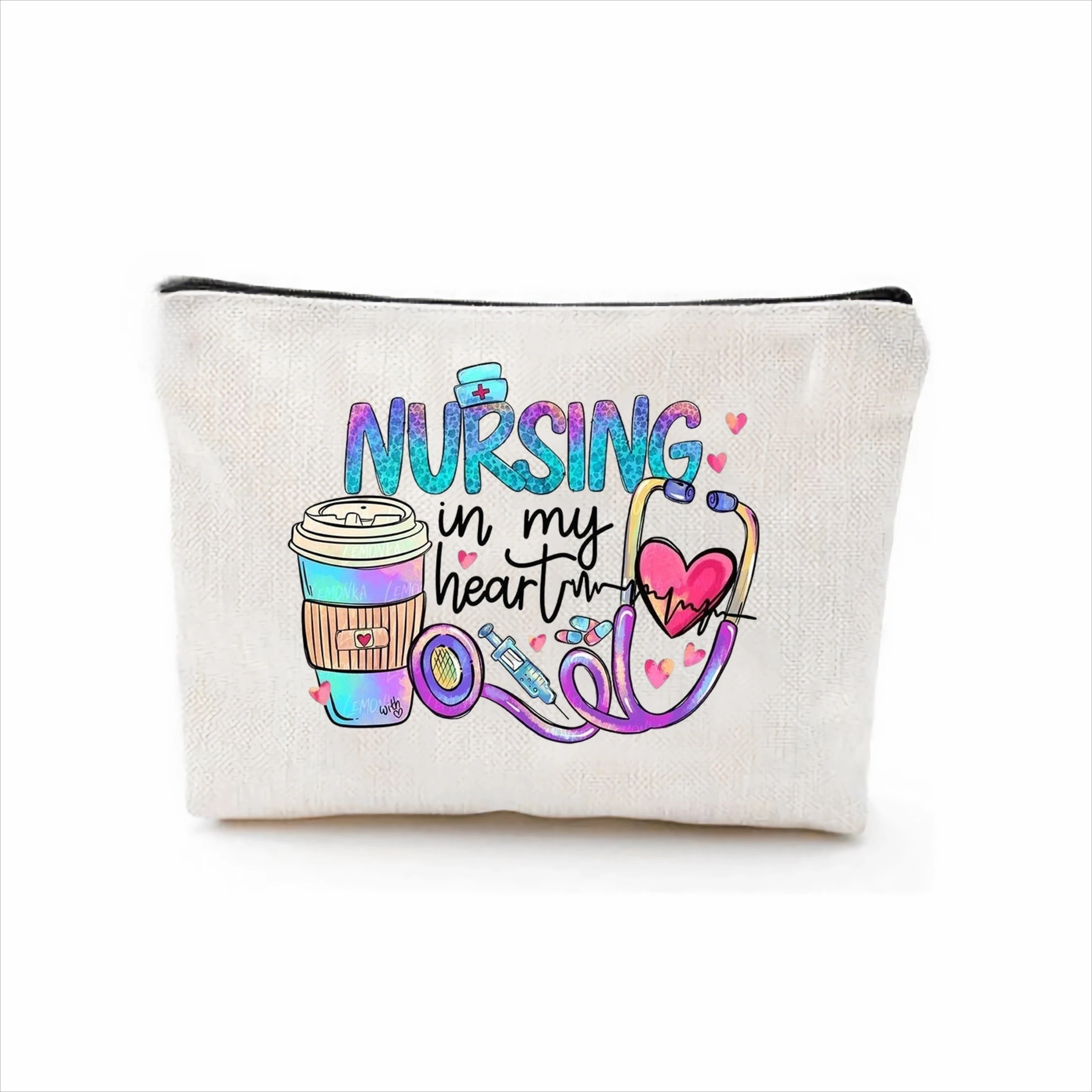 1pc Makeup Bag with A Cartoon Nurse Design Cosmetic Pouch Lightweight for International Nurses Day Storage Beauty Case