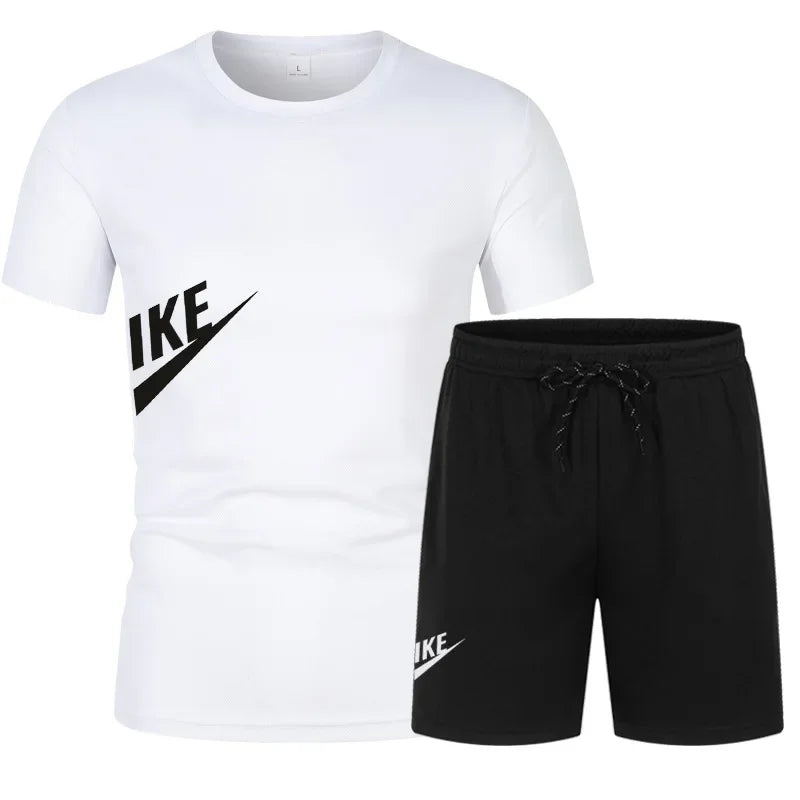 Men's summer T-shirt and shorts set, men's breathable sportswear set, casual and fashionable short-sleeved T-shirt set