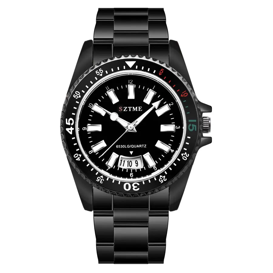 2024 New Men's and Women's Steel Strip Watch Trendy Leisure Calendar Scale Stainless Steel Strip Couple Quartz Watch Gift Watch