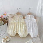 Korean Style Newborn Clothes Baby Girl Jumpsuit Hollowed Floral Sleeveless Infant Girl Bodysuit 0-24 Months