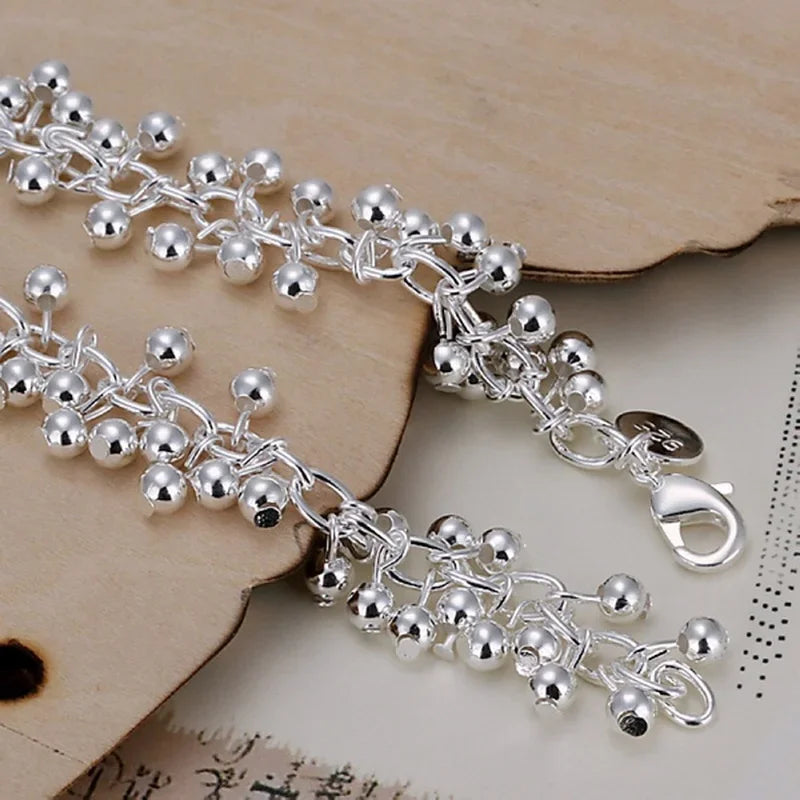 Charms Fine 925 Sterling silver bracelets bead chain fashion cute nice women grapes Bracelet wedding Jewelry party