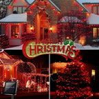 Solar Powered Christmas Lights 50-200 LED Outdoor Light Strings Festive Garden Courtyard Red Blinking Lights with Solar Panel